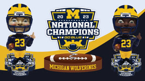 All 3 Michigan Wolverines 2023 Football National Champions Bobbleheads (2)