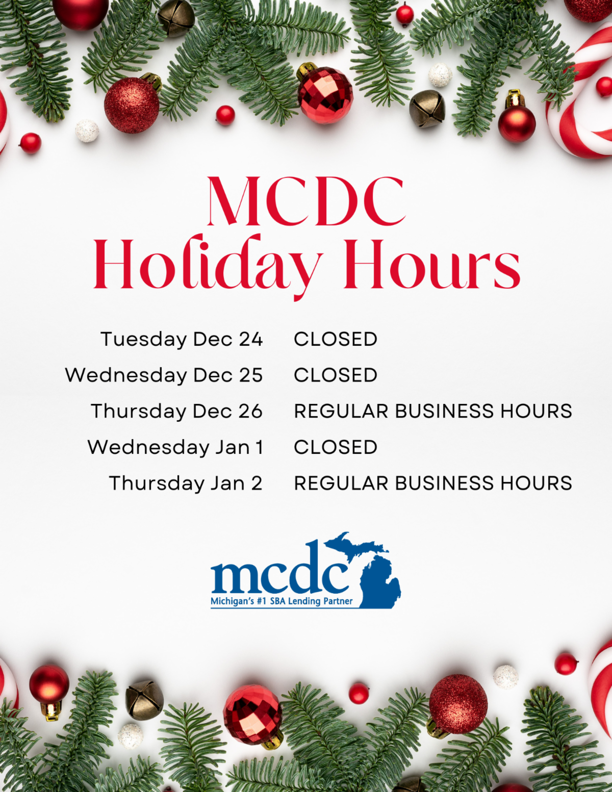 MCDC Holiday Hours