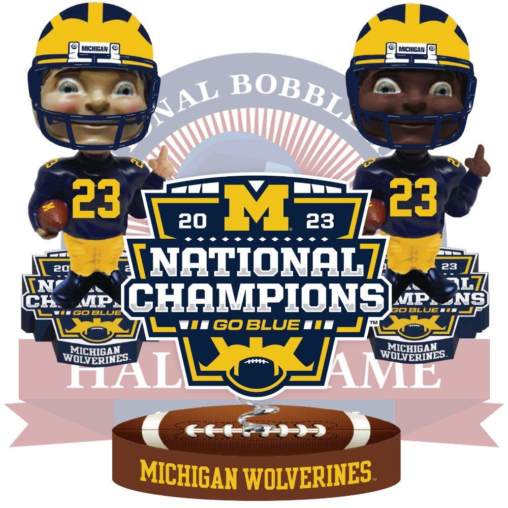 All 3 Michigan Wolverines 2023 Football National Champions Bobbleheads (3)