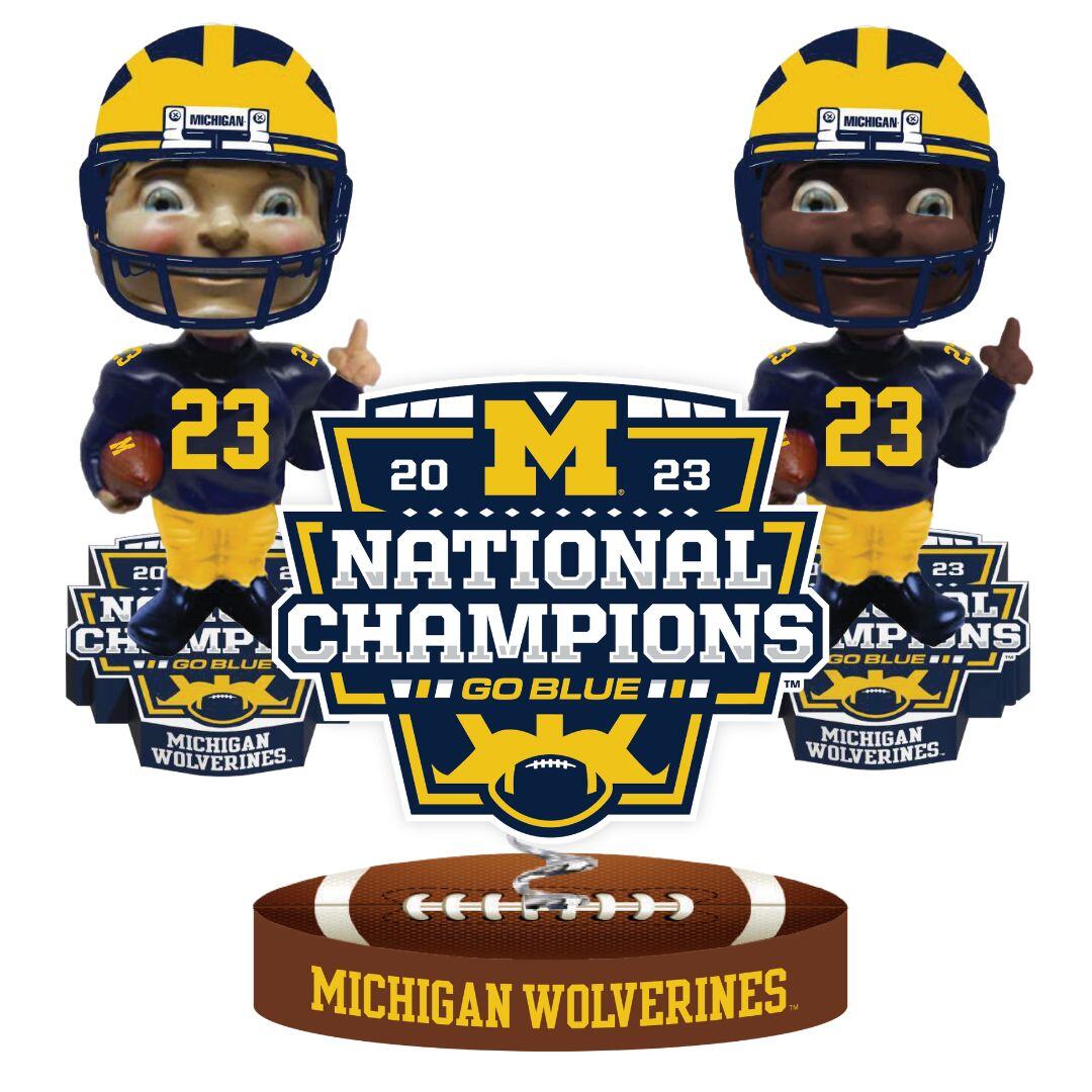 All 3 Michigan Wolverines 2023 Football National Champions Bobbleheads (4)