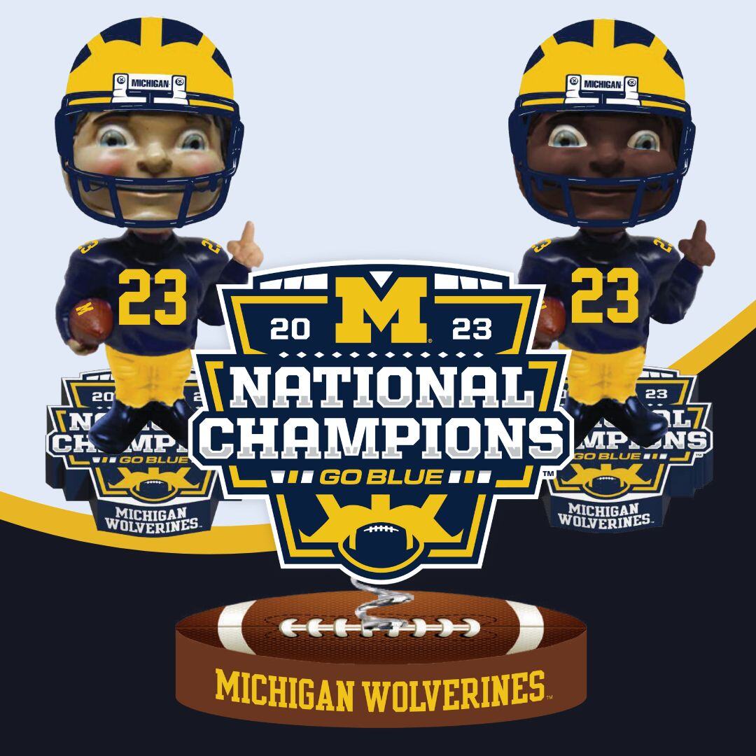 All 3 Michigan Wolverines 2023 Football National Champions Bobbleheads (5)