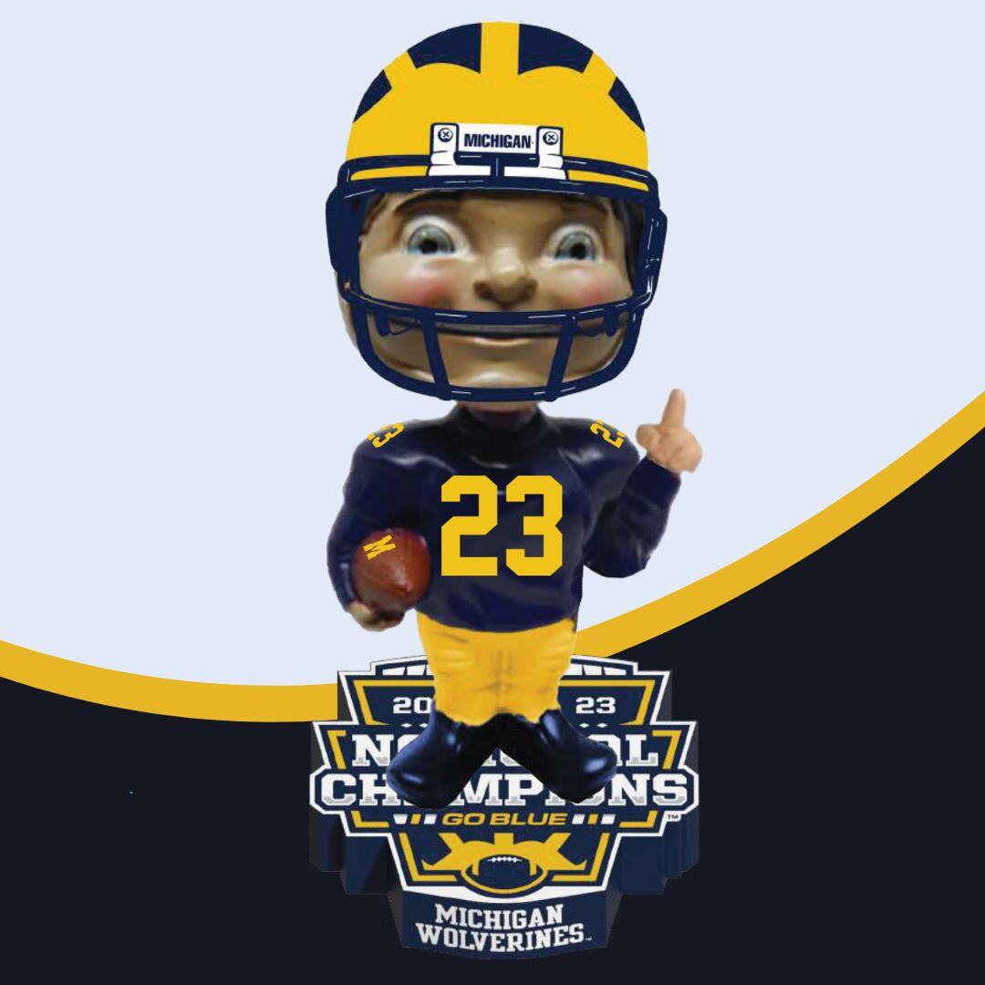 Michigan Wolverines 2023 Football National Champions Bobblehead - Light (1)