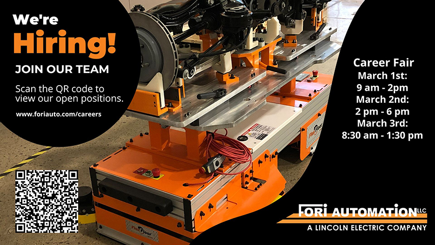 Fori Automation Hosting Three-Day Career Fair for Engineers & More March 1st - 3rd Fori Automation Hosting Three-Day Career Fair for Engineers & More March 1st - 3rd