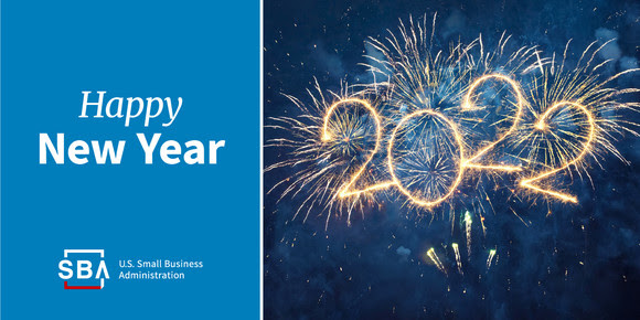 Photo of 2022 fireworks and the following text, Happy New Year. The SBA logo is at the bottom.