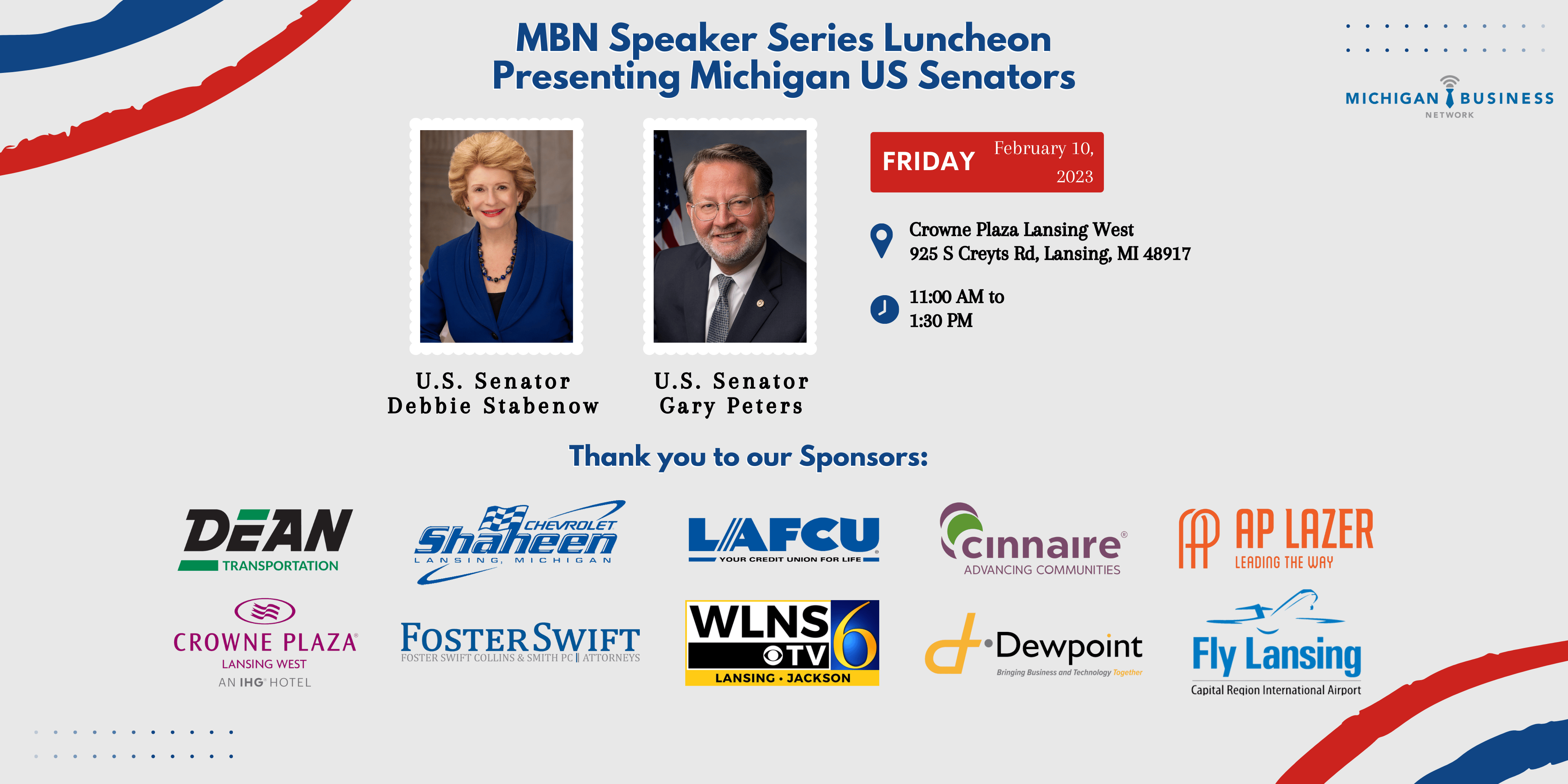 Michigan Business Network Senators Luncheon Debbie Stabenow Gary Peters